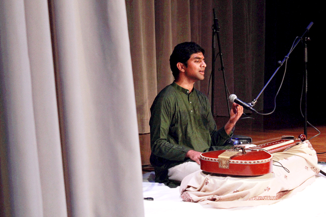 Asian Cultures and Languages senior Vishaal Sapuram plays traditional Indian music Saturday at The Milan Showcase